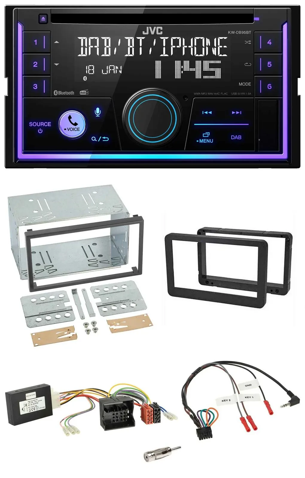 JVC Lenkrad USB 2DIN DAB Bluetooth CD Autoradio für Alfa Romeo Brera 159 Spider