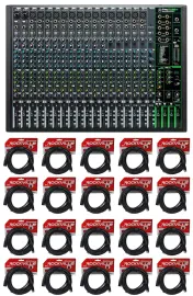Mackie ProFX22v3 22-Channel 4-Bus Effects Mixer w/USB ProFX22 v3+(20) XLR Cables