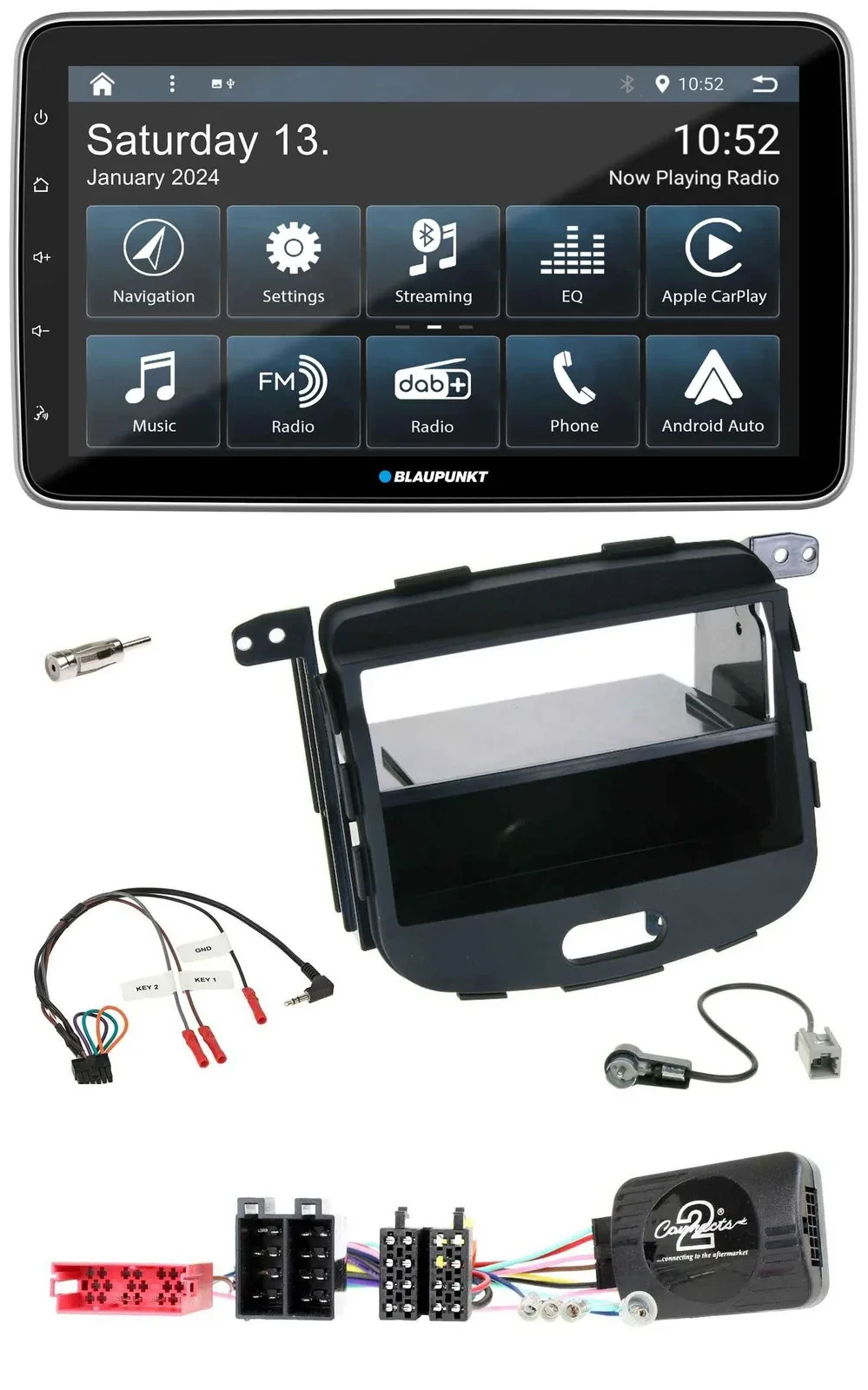 Автомагнитола Blaupunkt USB, DAB, SD, Bluetooth, поддержка кнопок на руле, для Hyundai i10 (2009–2013), чёрная