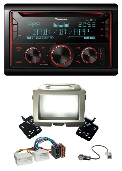 Pioneer 2DIN DAB MP3 Bluetooth USB CD Autoradio für Kia Sportage 3 SL 10-15 silb
