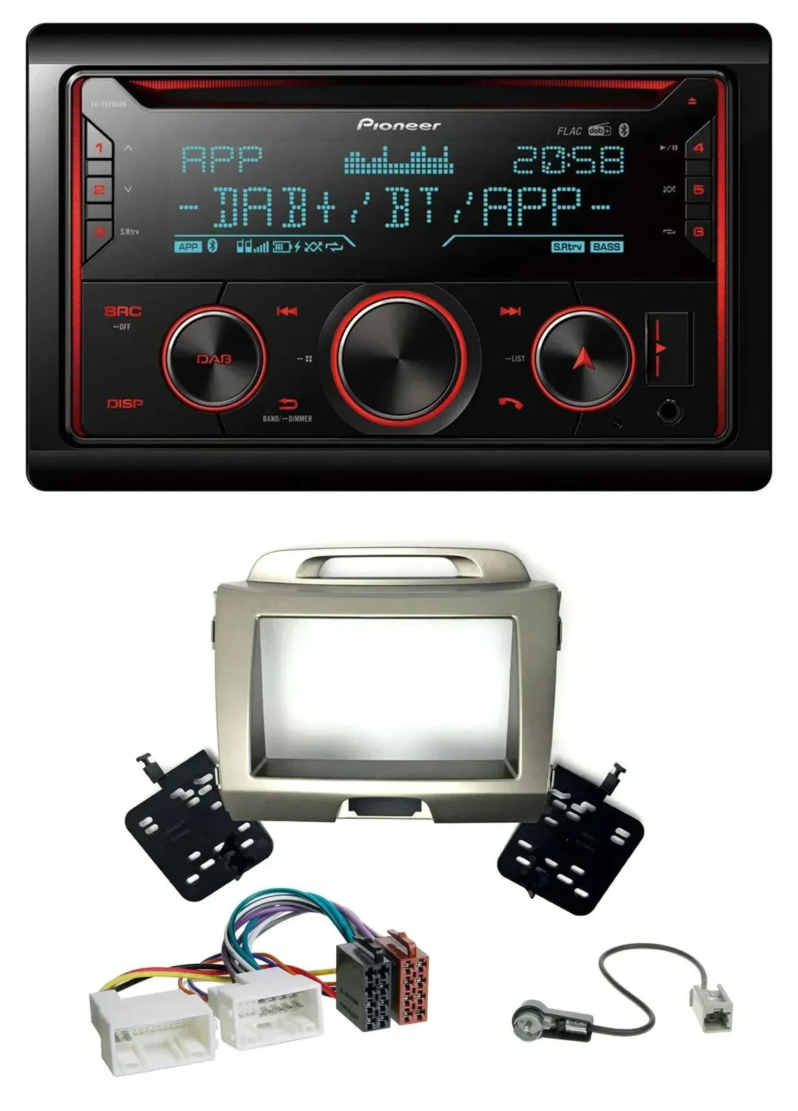 Автомагнитола для Kia Sportage 3 (SL) 2010–2015 Pioneer 2DIN DAB Bluetooth USB CD MP3 серебристая