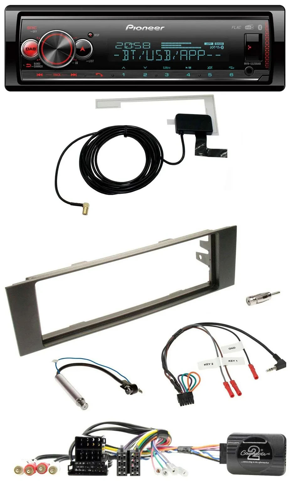 Pioneer Bluetooth DAB USB Lenkrad Autoradio für Audi A3 (2003-2006)