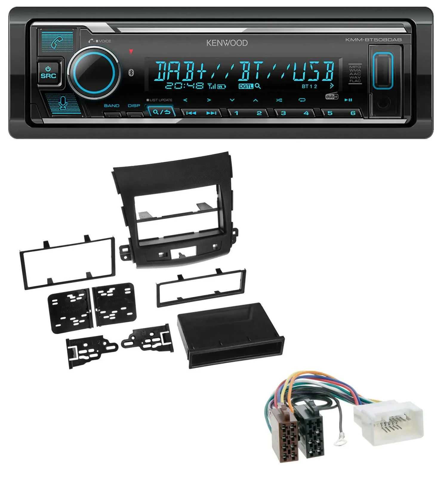 Автомагнитола Kenwood Bluetooth MP3 DAB USB для Citroen C-Crosser, Mitsubishi Outlander