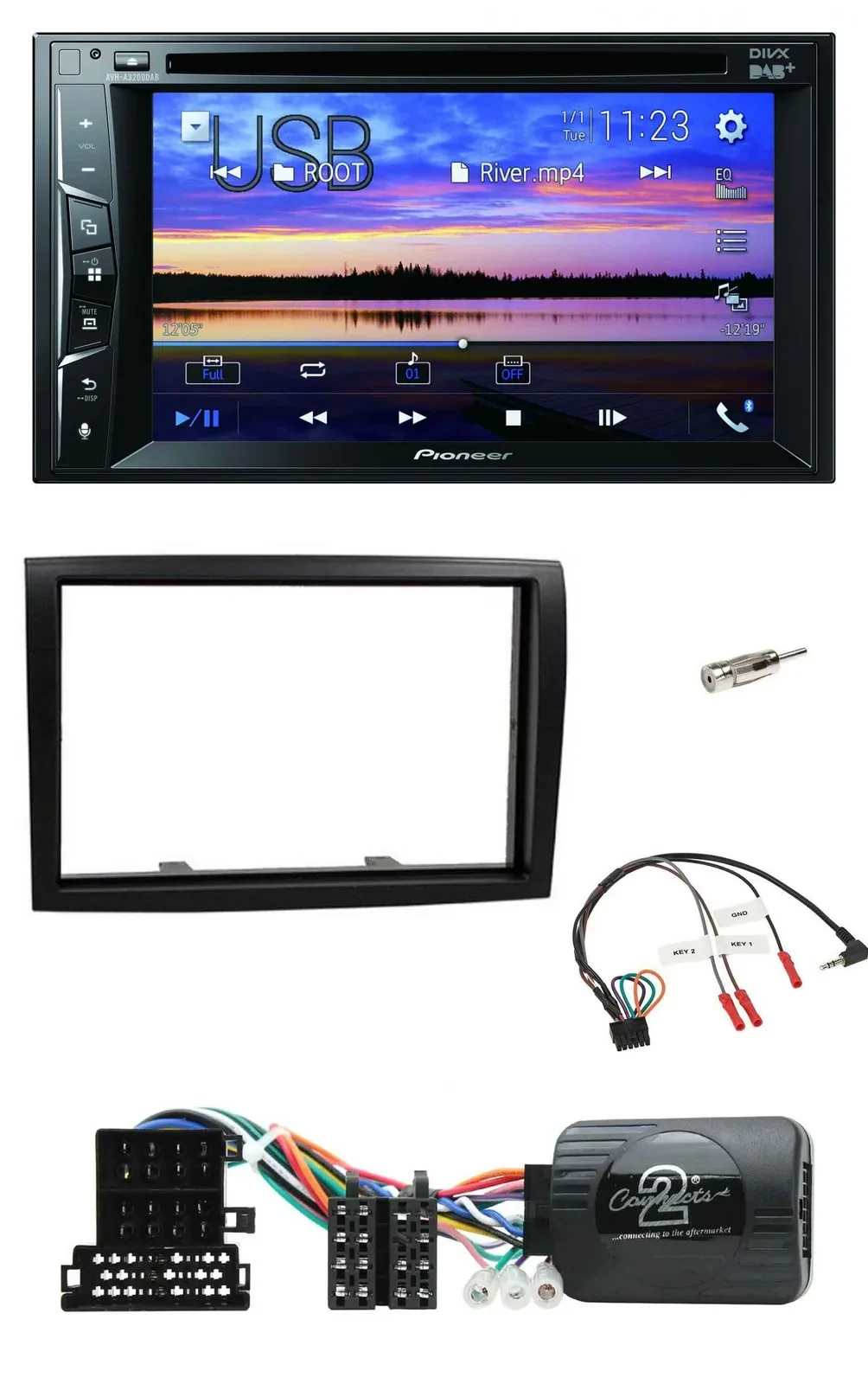 Pioneer Bluetooth 2DIN USB DVD DAB Lenkrad Autoradio für Citroen Jumper 2008-201