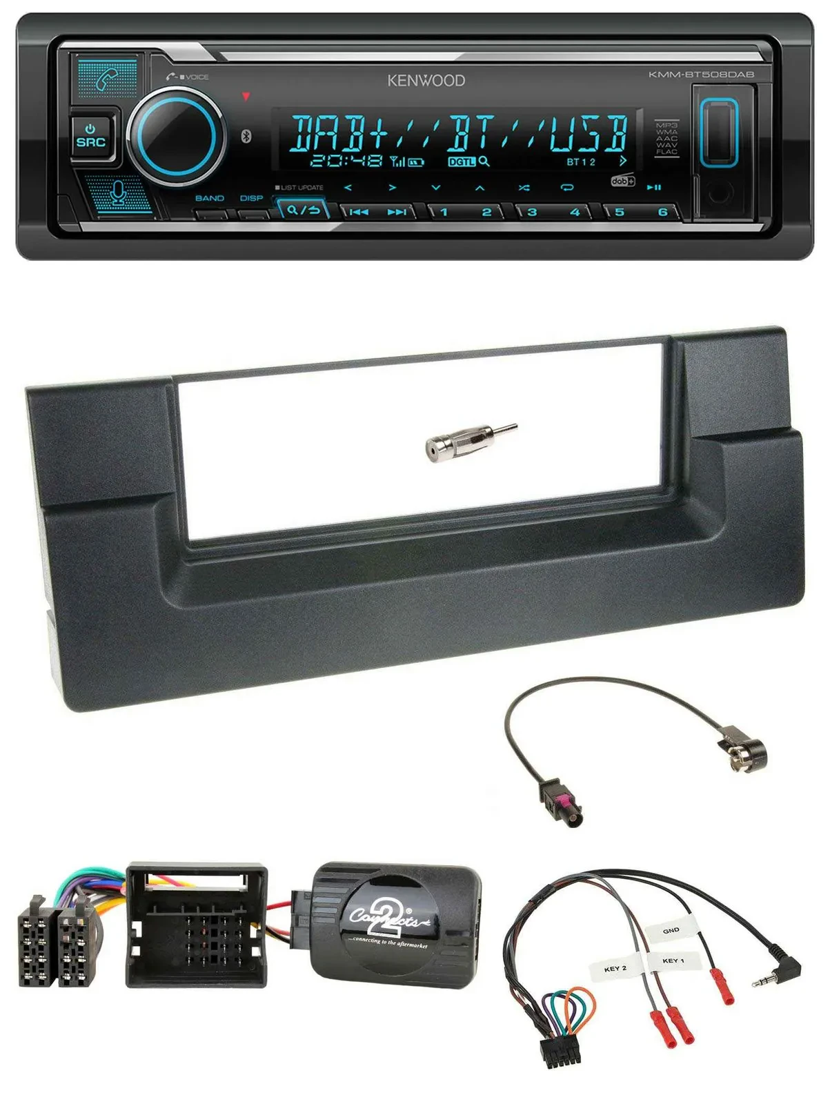 Kenwood Bluetooth Lenkrad DAB USB Autoradio für BMW 5er E39 2001-2004 Quadlock