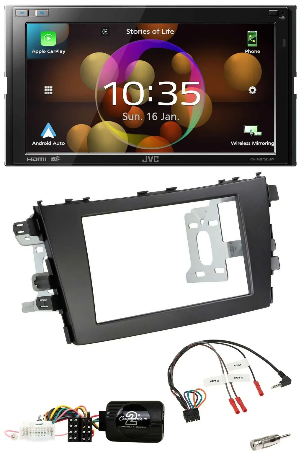 JVC DAB Lenkrad 2DIN Bluetooth USB Autoradio für Suzuki Celerio LF ab 2014