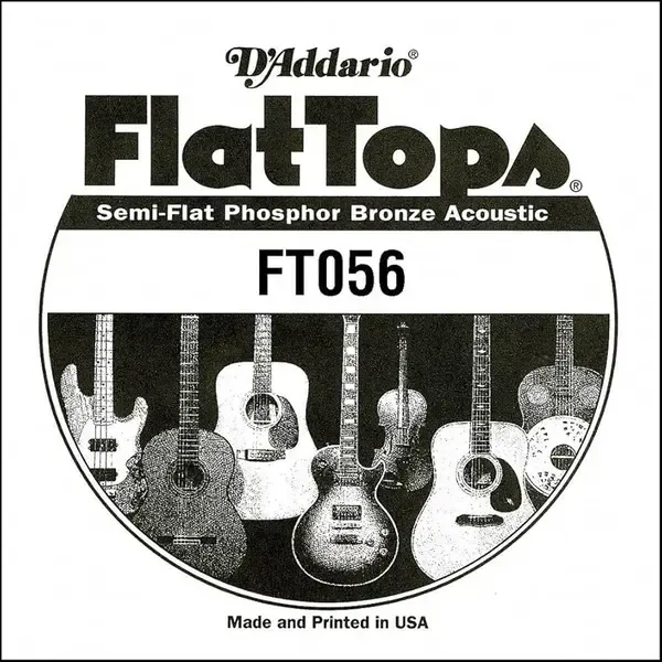 Струна одиночная D'Addario FT056 Semi-Flat Phosphor Bronze 056