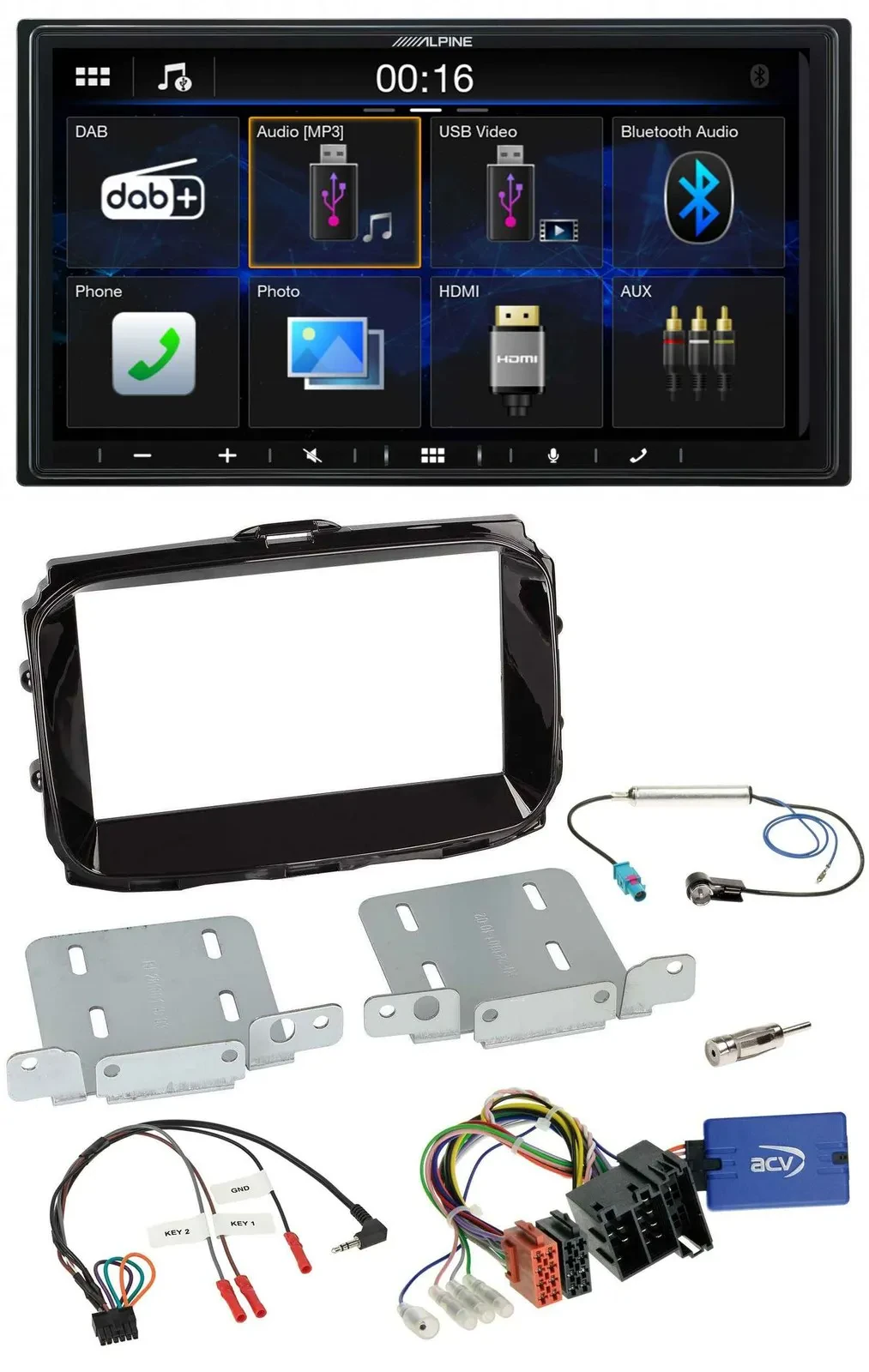 Автомагнитола для Alfa Romeo Giulietta Alpine 2DIN, Bluetooth, DAB, USB (ISO, 2013–2021)