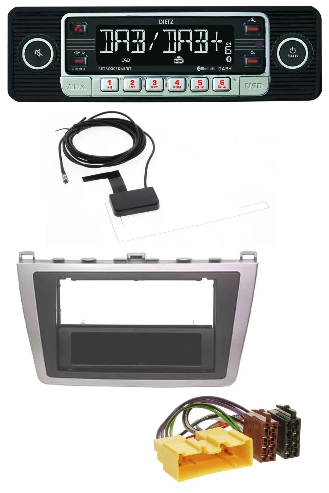 Dietz DAB Bluetooth USB MP3 Autoradio für Mazda 6 (08-12) silber schwarz