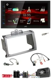 Автомагнитола JVC 2DIN, DAB, USB, Bluetooth, для Hyundai i20 2009–2012, серебристая, поддержка кнопок на руле