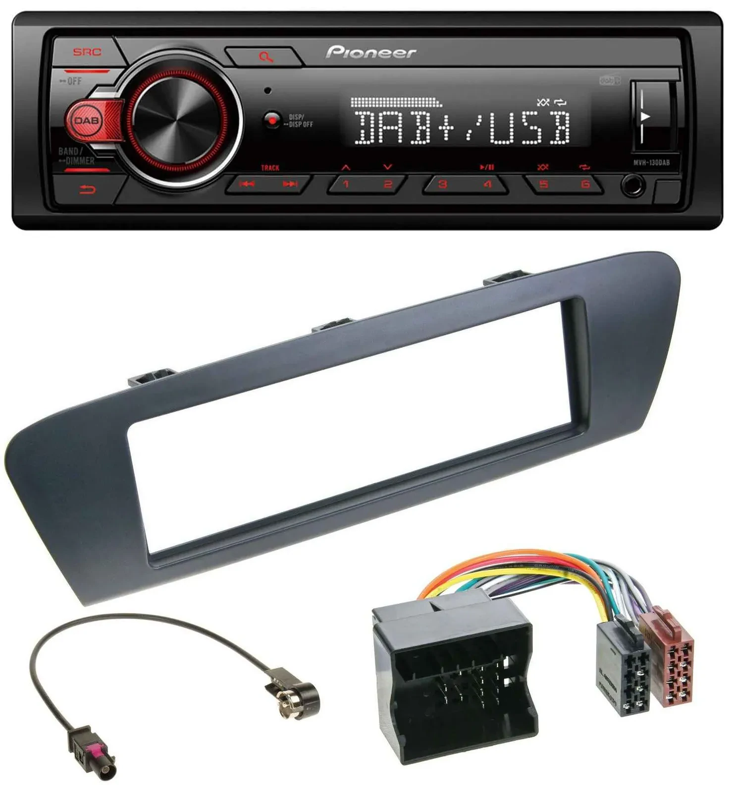 Автомагнитола для Renault Scenic (с 2012) Pioneer 1-DIN, DAB, USB, AUX, серый