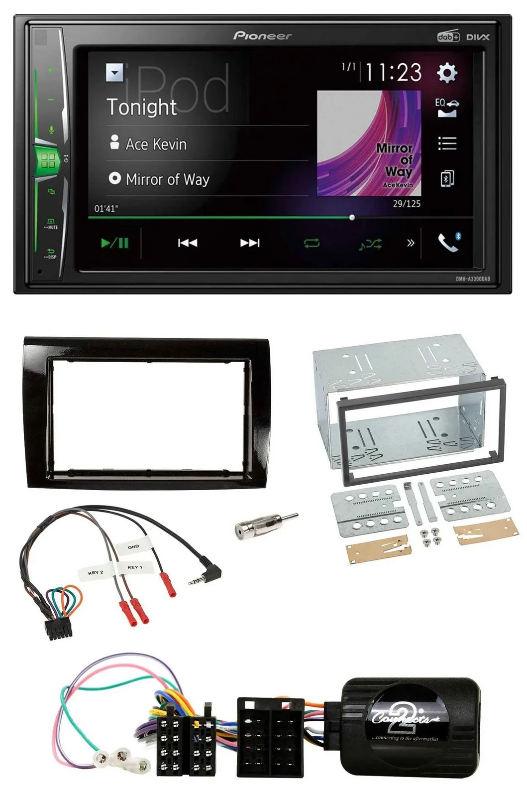 Автомагнитола Pioneer 2-DIN DAB USB Bluetooth для Fiat Bravo 2007–2014 с поддержкой кнопок на руле