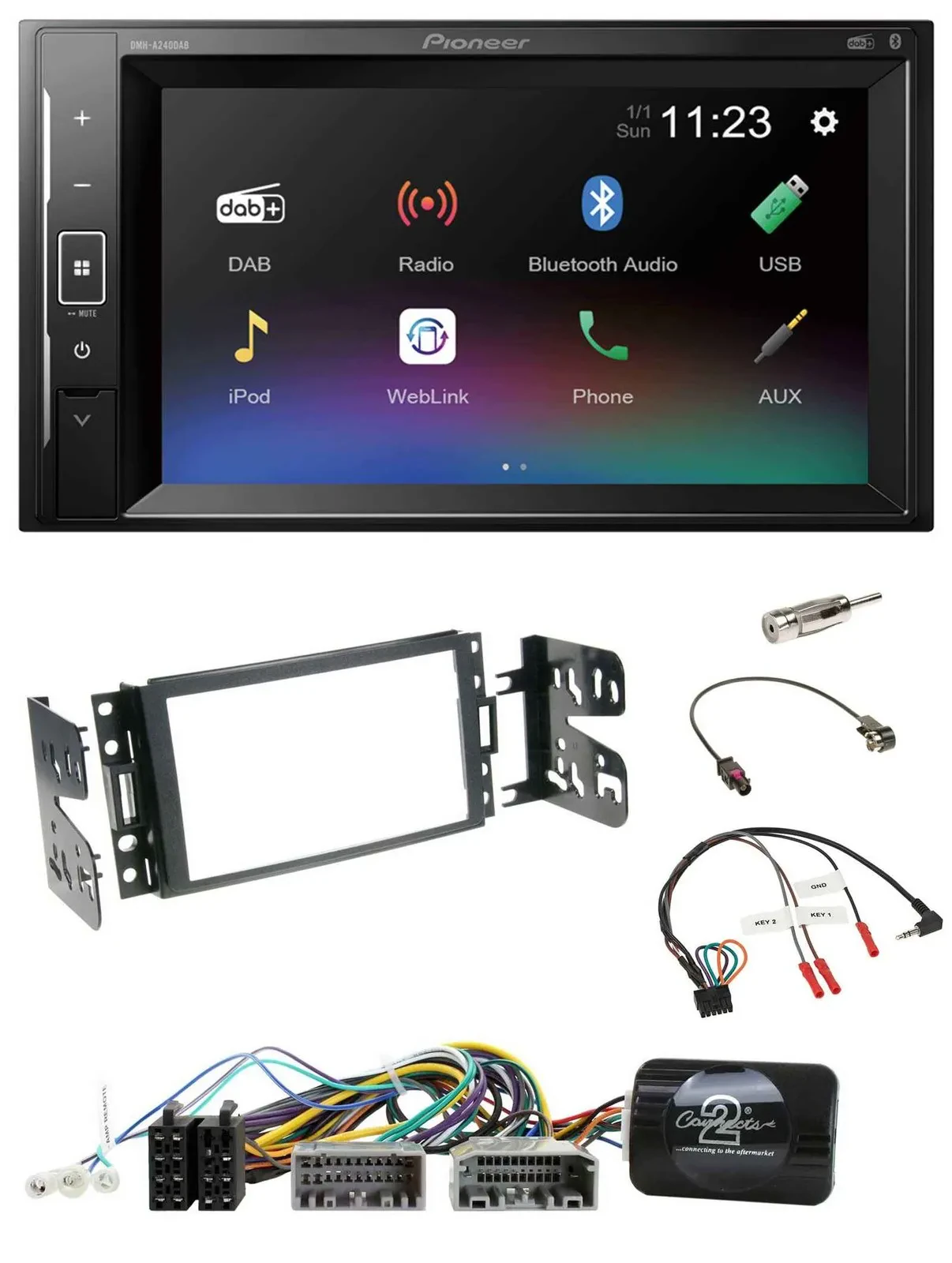 Pioneer DAB Lenkrad 2DIN Bluetooth USB Autoradio für Jeep Grand Cherokee 2011-20