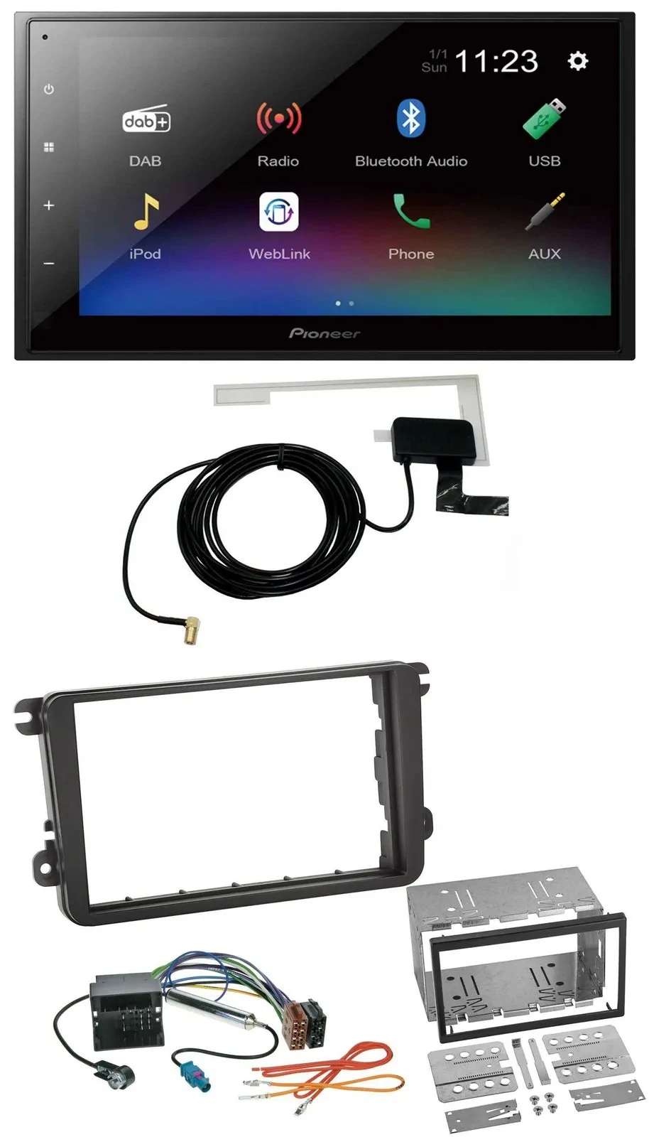 Pioneer DAB MP3 Bluetooth 2DIN USB Autoradio für VW Amarok ab 10 Beetle ab 11 EO