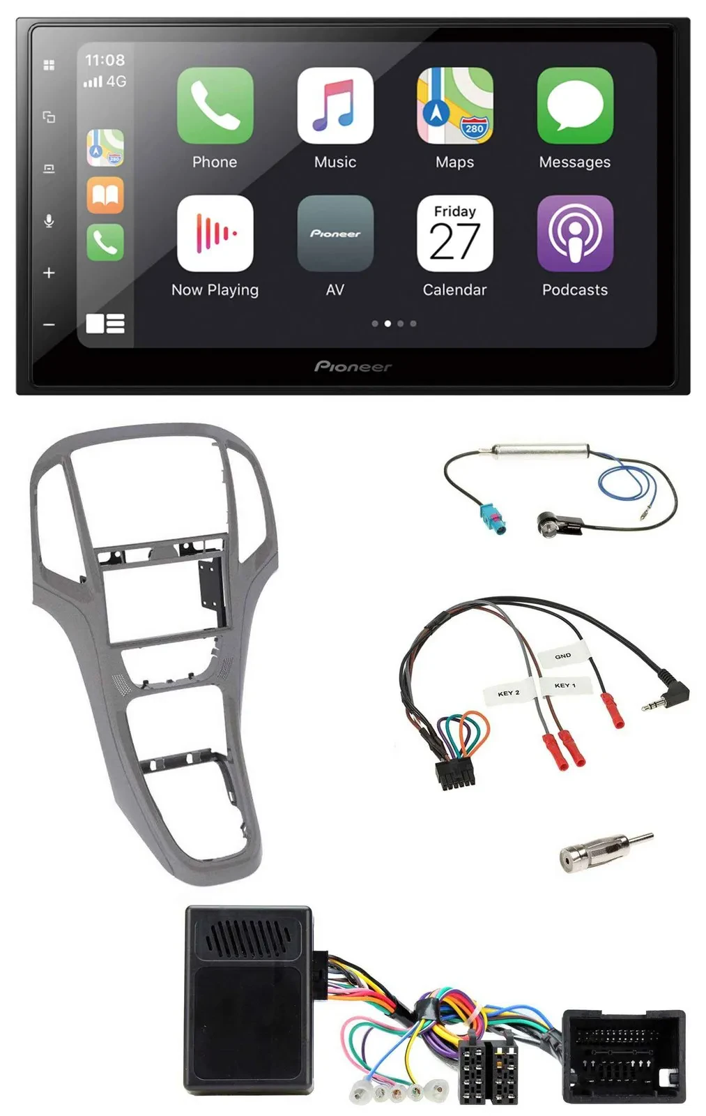 Pioneer Lenkrad Bluetooth DAB 2DIN USB Autoradio für Opel Astra J ab 2009 Titang