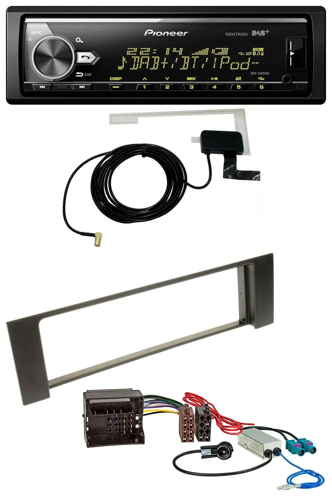 Pioneer Bluetooth DAB USB MP3 Autoradio für Audi A4 B6 00-04 Quadlock Doppel Fak