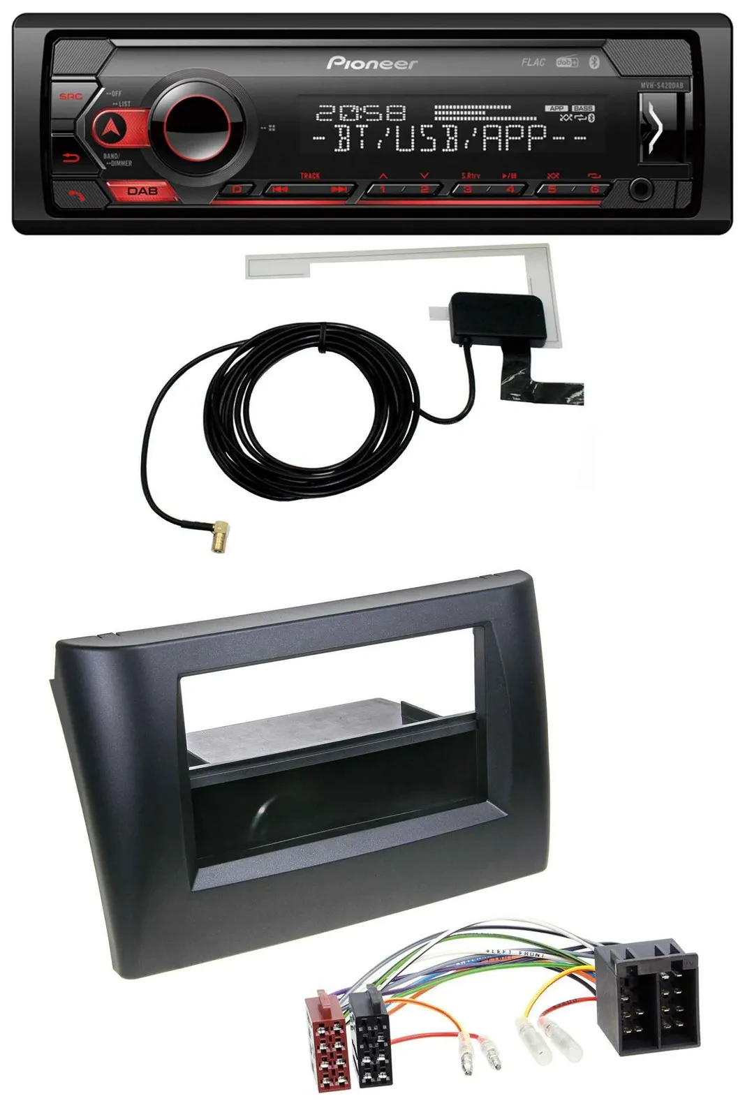 Автомагнитола для Fiat Stilo 192 (2001–2008) Pioneer DAB, USB, MP3, Bluetooth с карманом