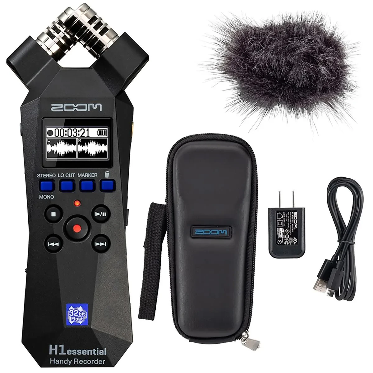 Zoom H1essential 2-Track 32-Bit Float Handy Recorder, Bundle with APH-1E Accesso