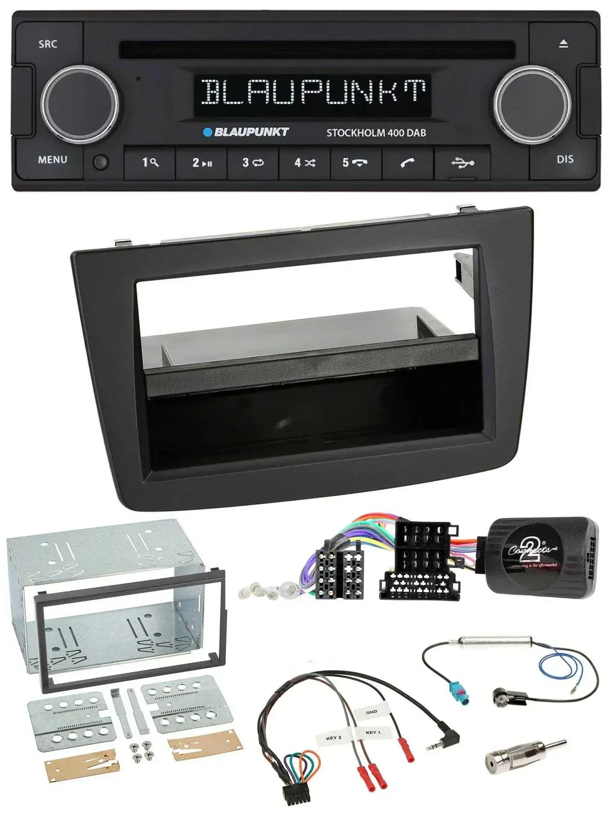 Автомагнитола Blaupunkt Bluetooth DAB CD USB для Alfa Romeo MiTo (2008–2014) черная