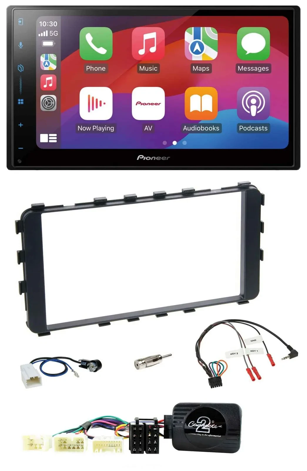 Автомагнитола для Toyota Yaris 2006–2011 Pioneer 2DIN, DAB, USB, Bluetooth, совместима с кнопками на руле, OEM-Navi