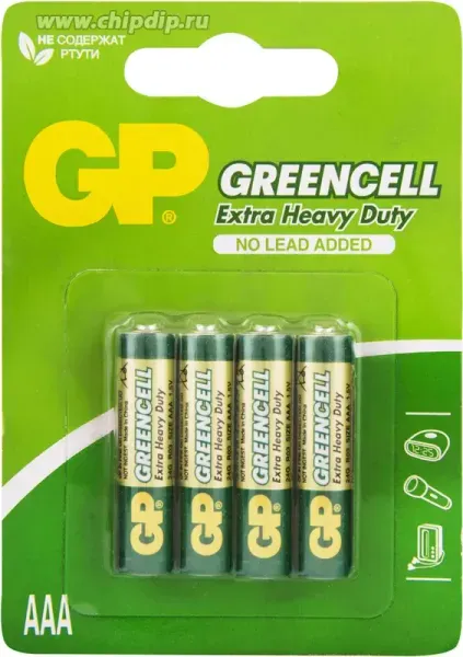 GP24G-2CR4 GreenCell Элемент питания ААА, солевой, 4 шт, GP