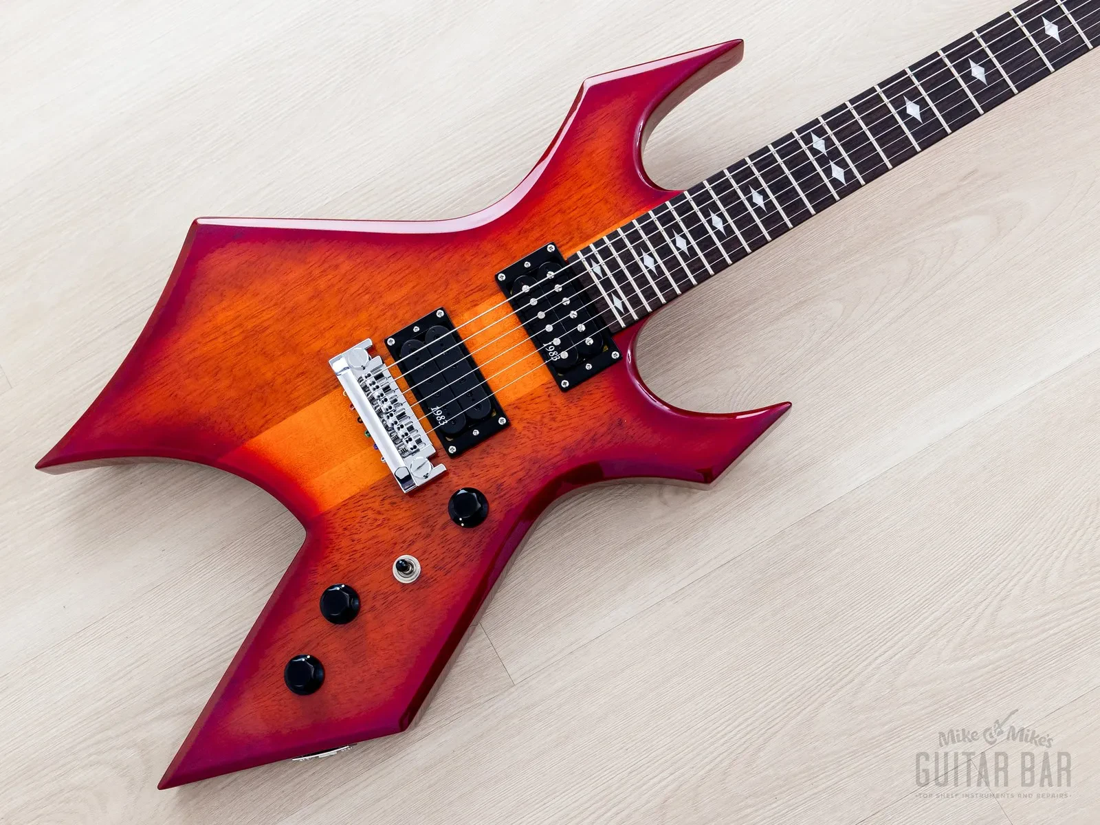 2015 BC Rich NJ Retro Series Warlock Neck Through Guitar Cherry Sunburst Pearl