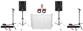 2 Rockville RPG10BT 10" 600w DJ PA Speakers+Bluetooth+LED Stands+Facade+2 Mics