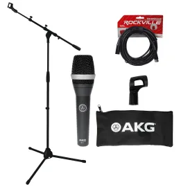 AKG D5 C Professional Dynamic Cardioid Microphone D5C+Mic Stand w/Boom+XLR Cable