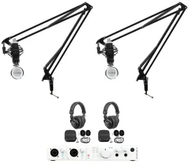 Arturia 2-Person Recording Podcast Podcasting Kit+Mics+Headphones+Boom Arms