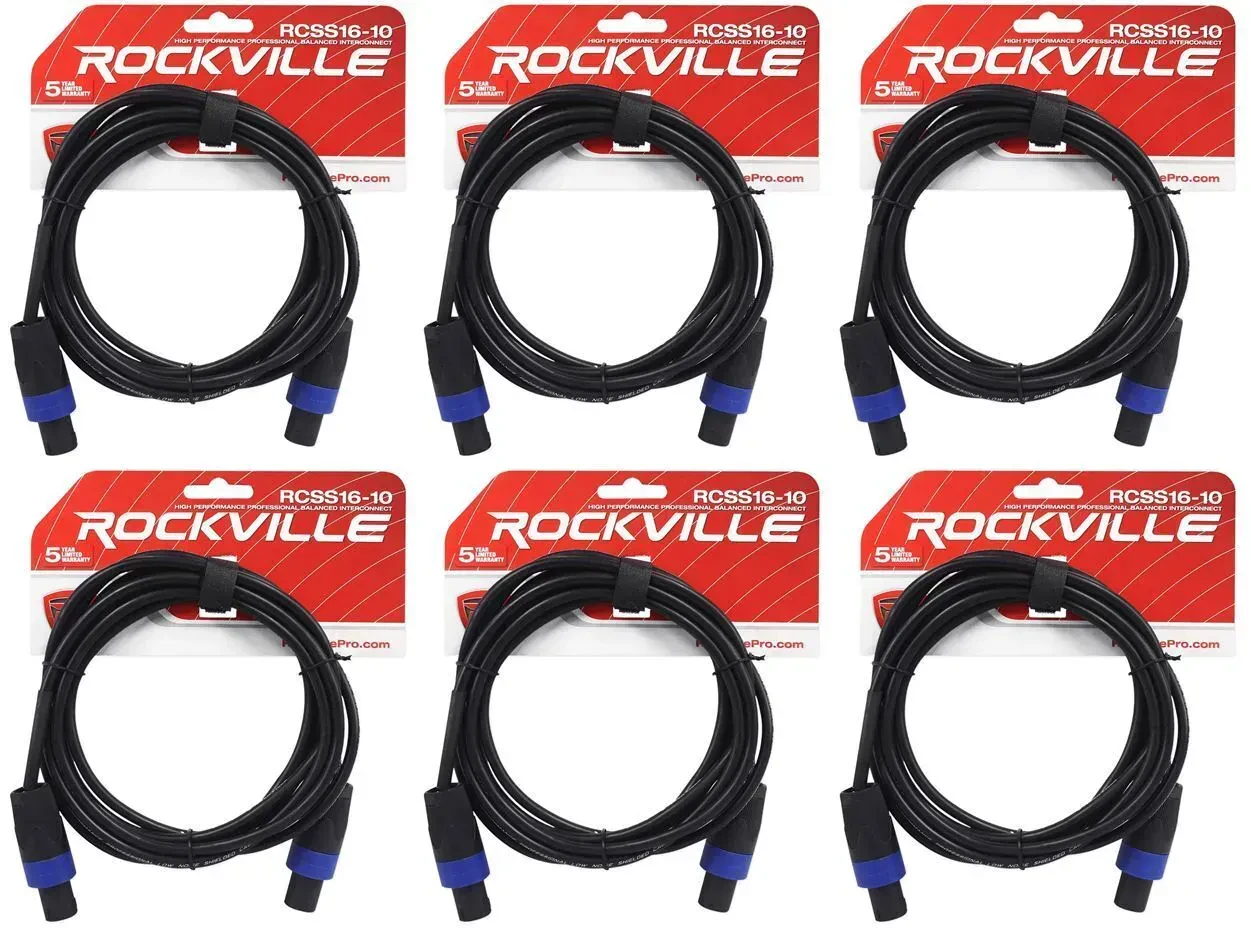 Спикерный кабель Rockville RCSS1610 Black 3 м (6 штук)