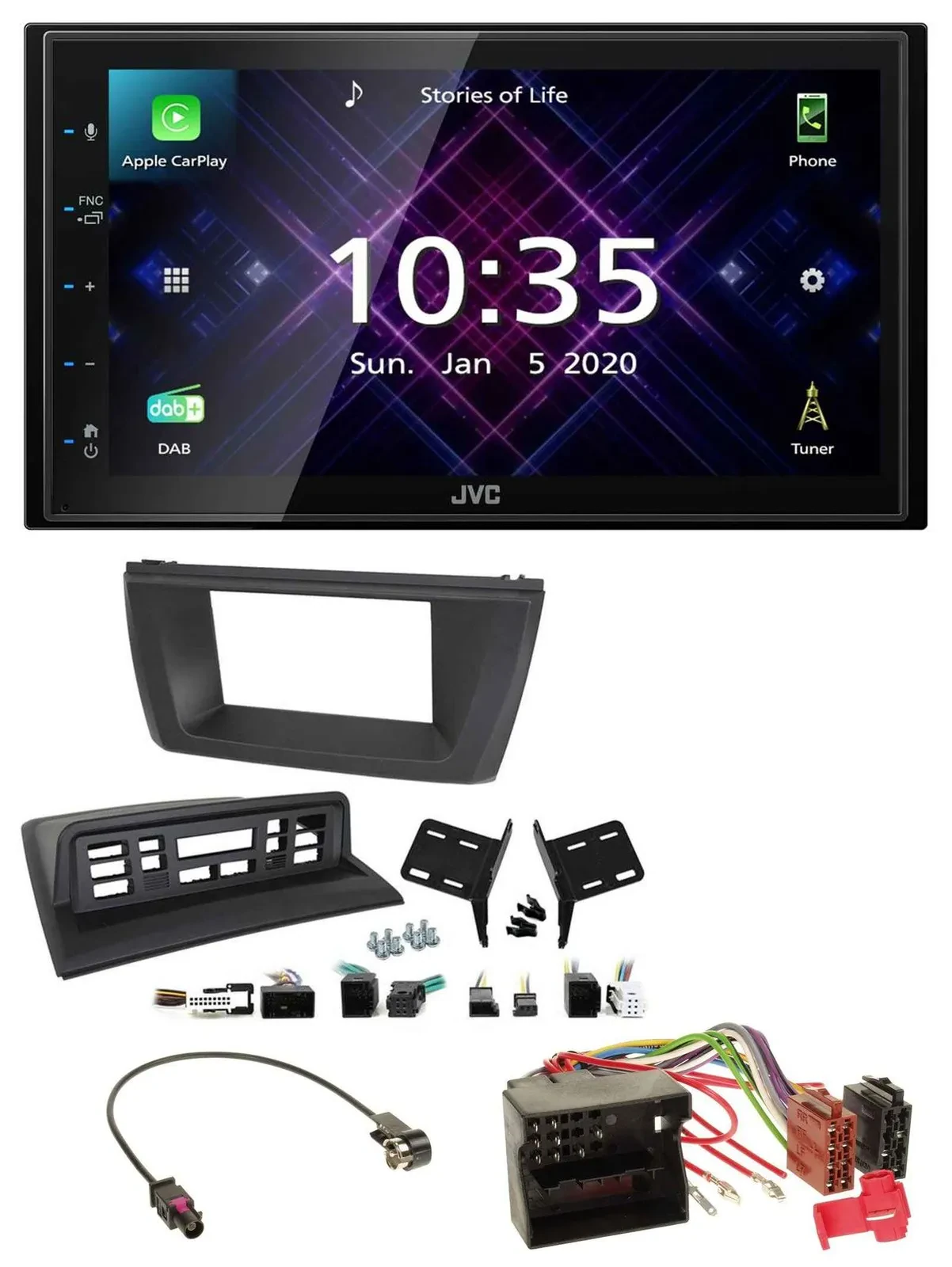 JVC DAB 2DIN MP3 Bluetooth USB Autoradio für BMW X3 E83 2004-2010 mittig