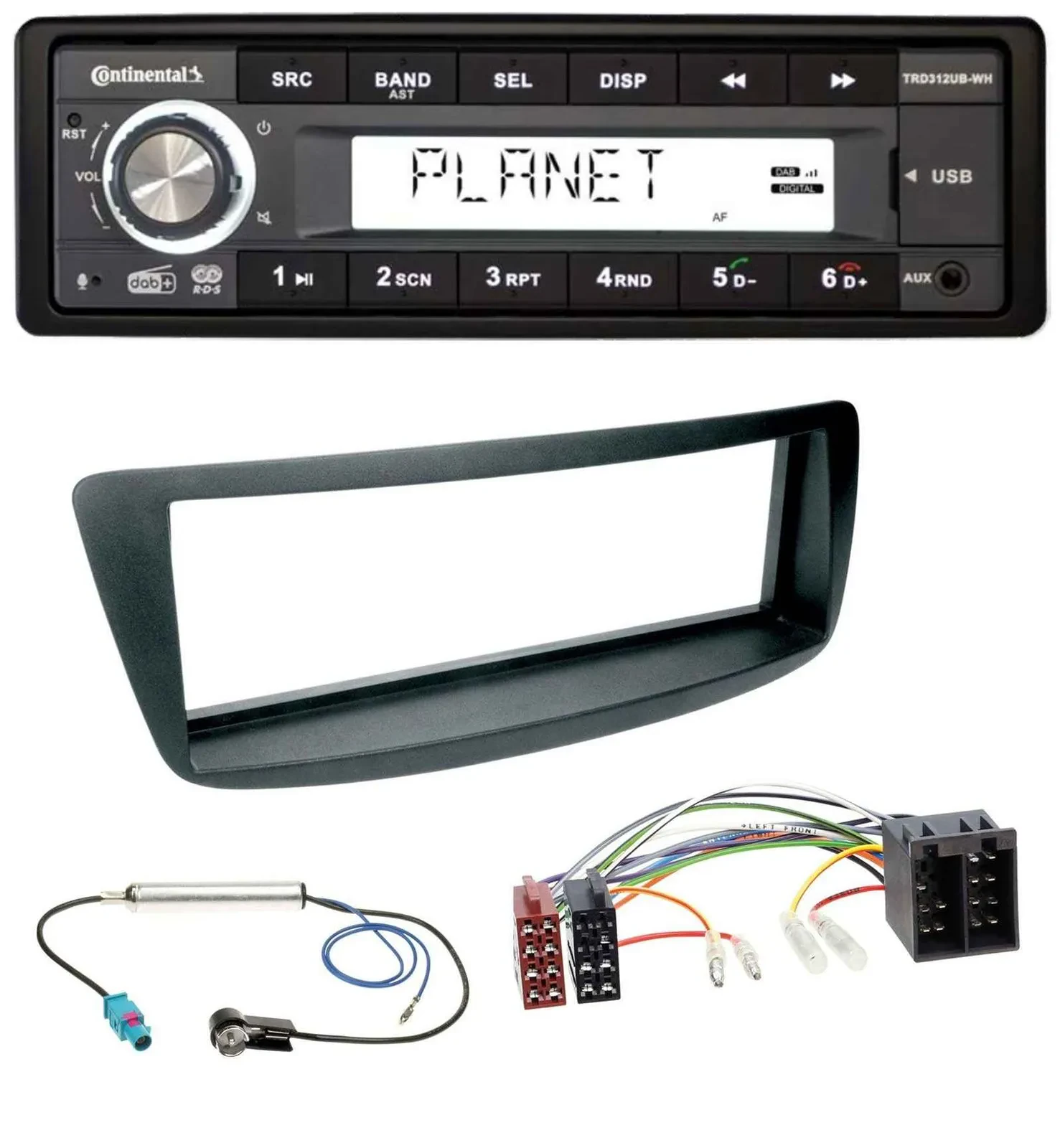 Continental USB 1DIN AUX DAB MP3 Autoradio für Citroen C1 Peugeot 107 Fakra Phan