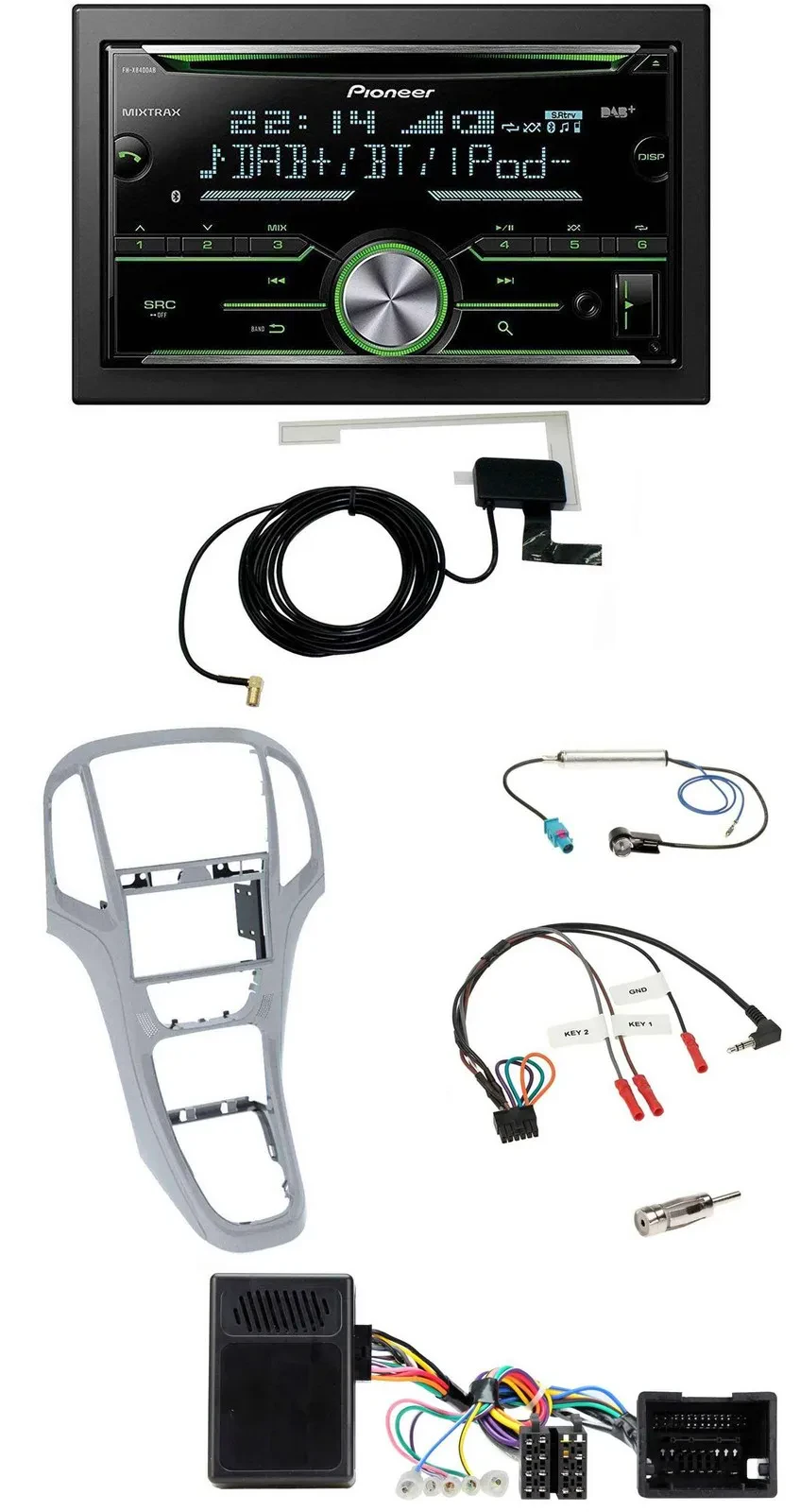 Pioneer CD USB Lenkrad Bluetooth 2DIN DAB Autoradio für Opel Astra J ab 09 Plati