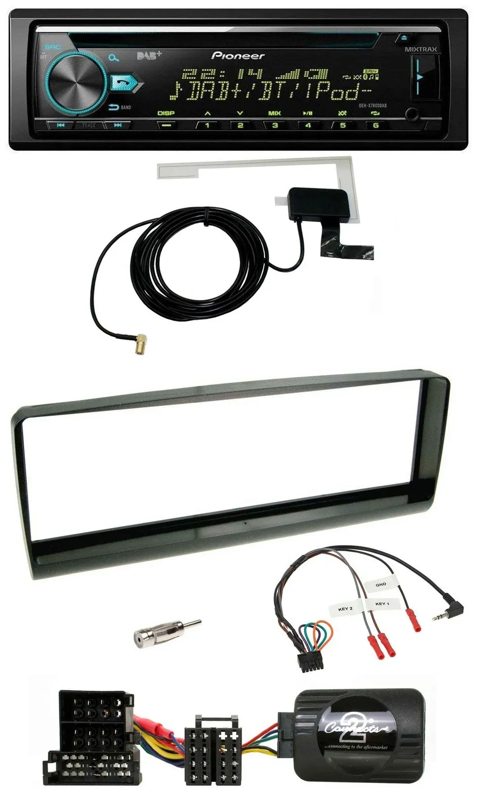 Автомагнитола для Alfa Romeo 156 (2000–2001) Pioneer CD, USB, DAB, MP3, поддержка управления с руля, черная