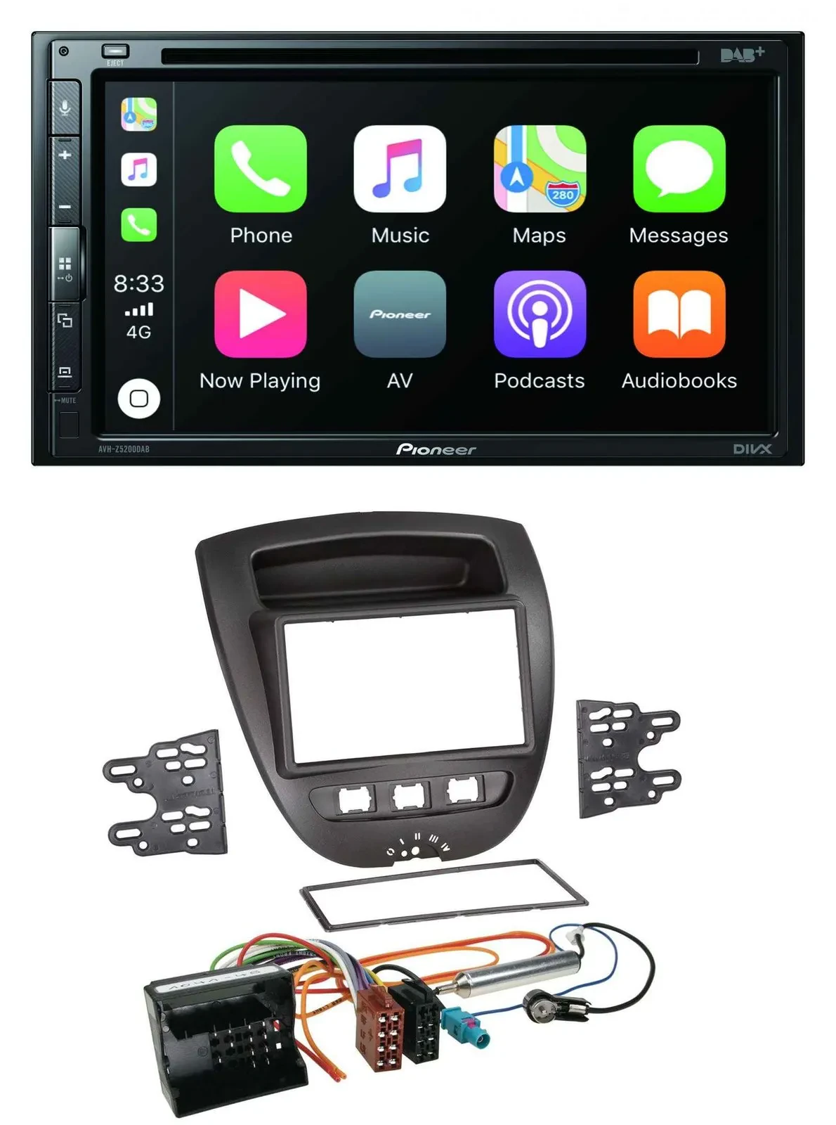 Pioneer DVD 2DIN MP3 DAB Bluetooth USB Autoradio für Citroen C1 Peugeot 107 Toyo