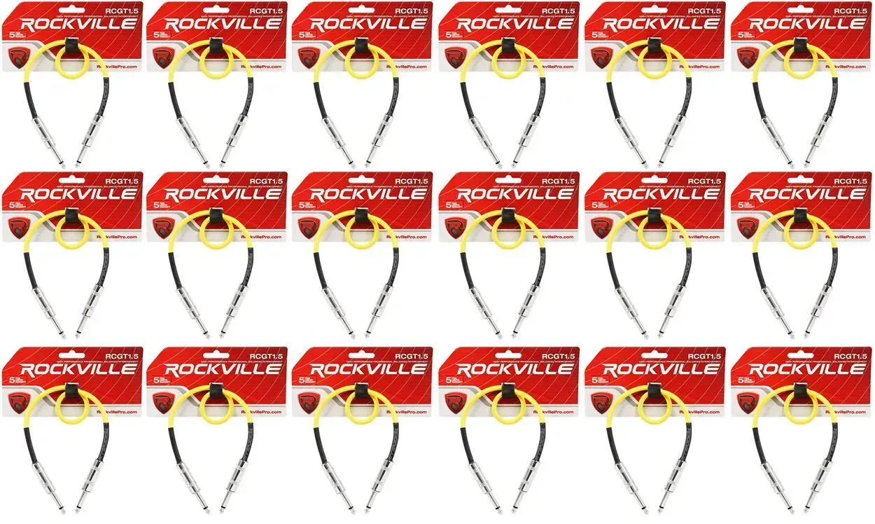 Патч-кабель инструментальный Rockville RCGT1.5Y Yellow 0.45 м (18 штук)