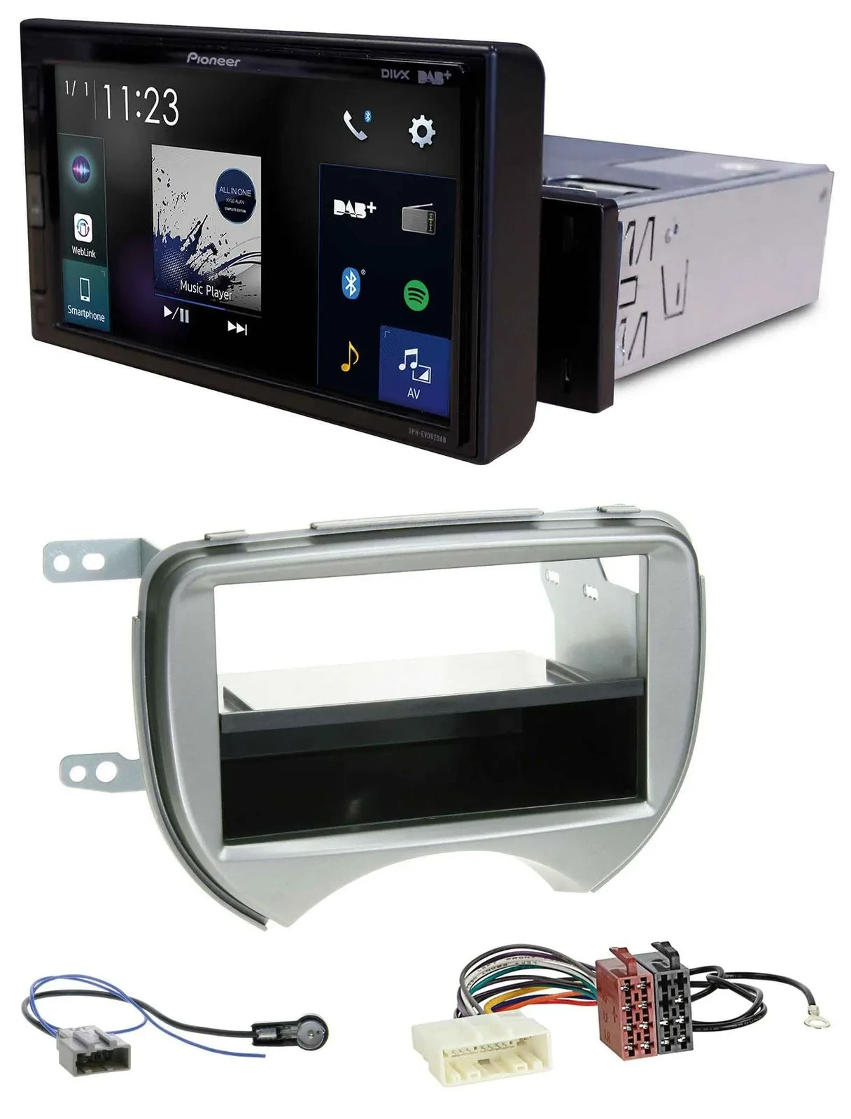 Pioneer DAB MP3 Bluetooth USB Autoradio für Nissan Micra (10-13 K13) silber