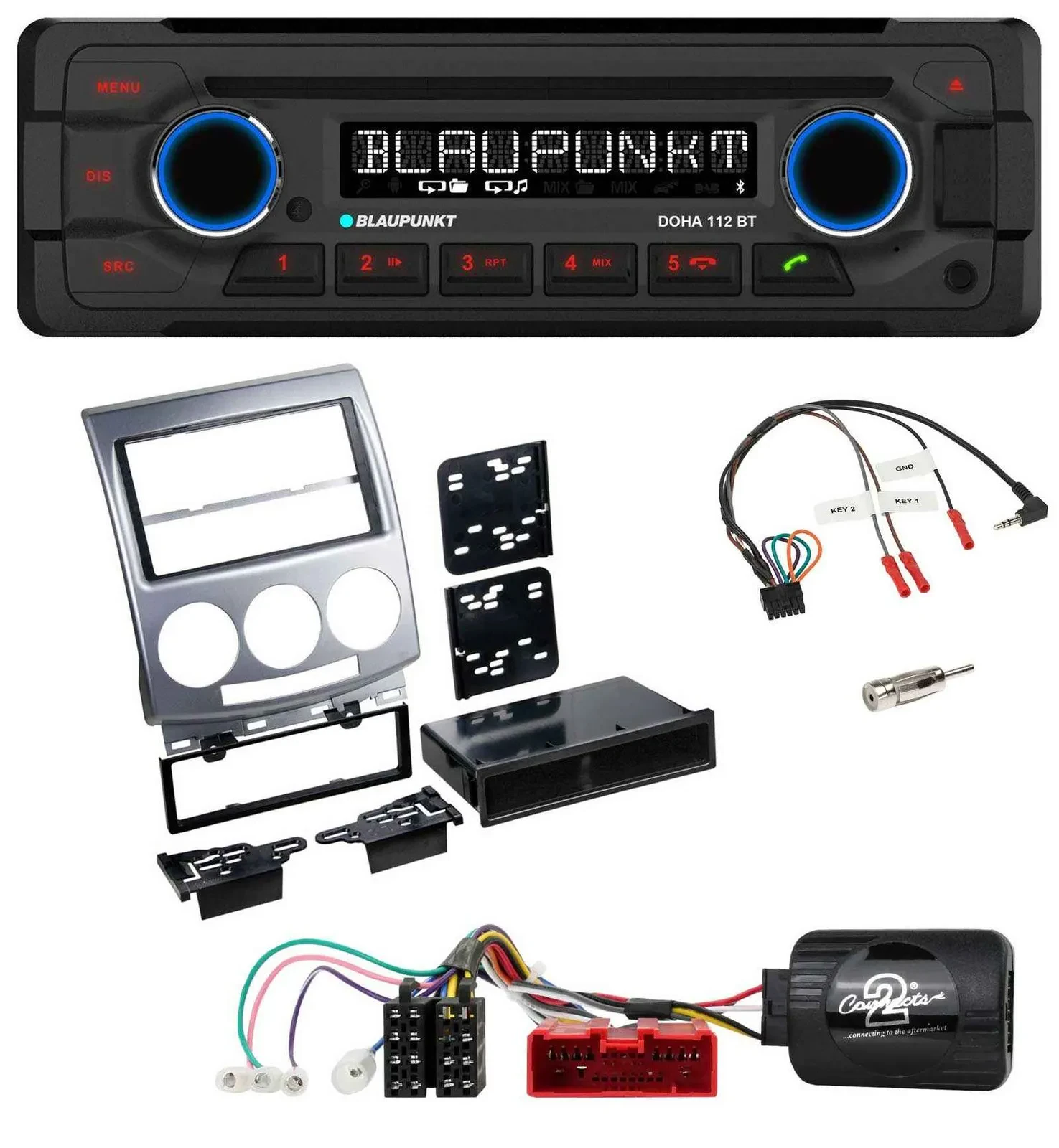 Blaupunkt Lenkrad MP3 CD Bluetooth USB Autoradio für Mazda 5 CR 2005-2010 silber