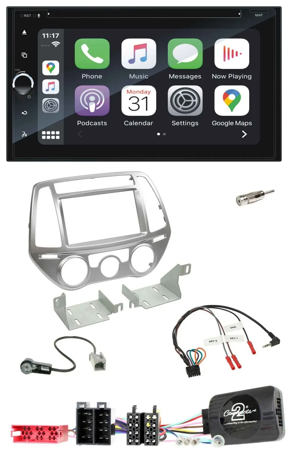 Blaupunkt DAB Lenkrad TMC Bluetooth USB 2DIN Navigation für Hyundai i20 2012-201