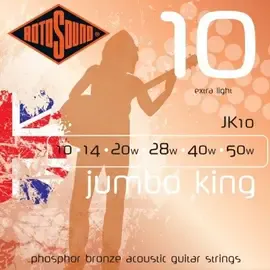 Струны для акустической гитары Rotosound JK10 10-50, бронза фосфорная