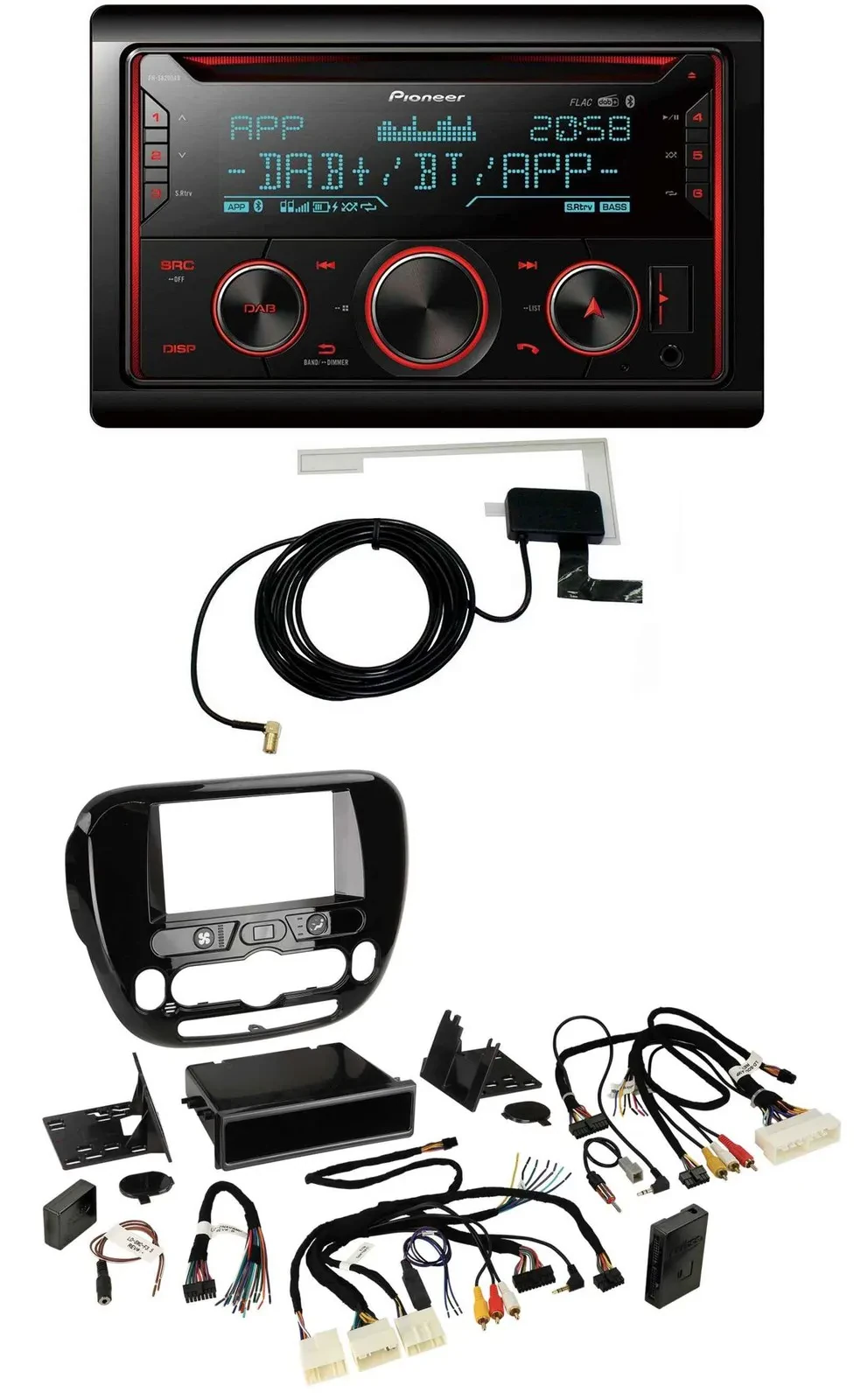 Pioneer 2DIN Lenkrad DAB USB CD Bluetooth Autoradio für Kia Soul ab 2014 Klima