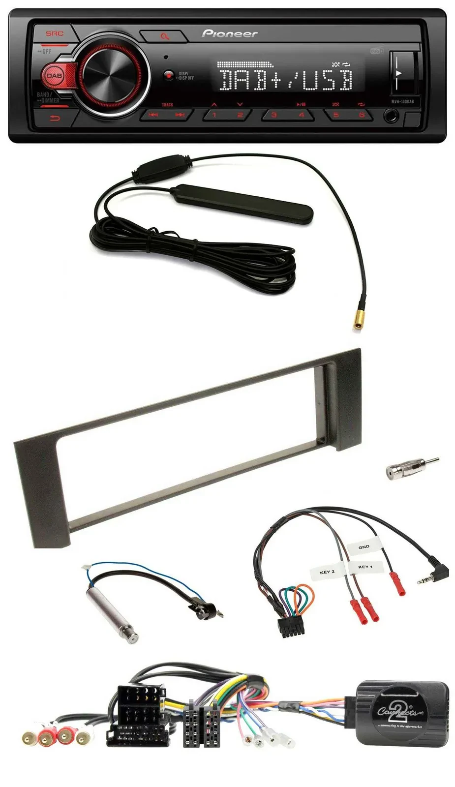 Pioneer MP3 DAB 1DIN Lenkrad USB Autoradio für Audi A4 00-09 ISO Fakra teilaktiv