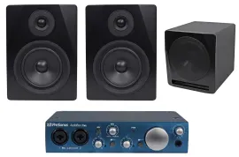 Активный студийный монитор Rockville APM5B Black с сабвуфером и аудиокартой (пара)