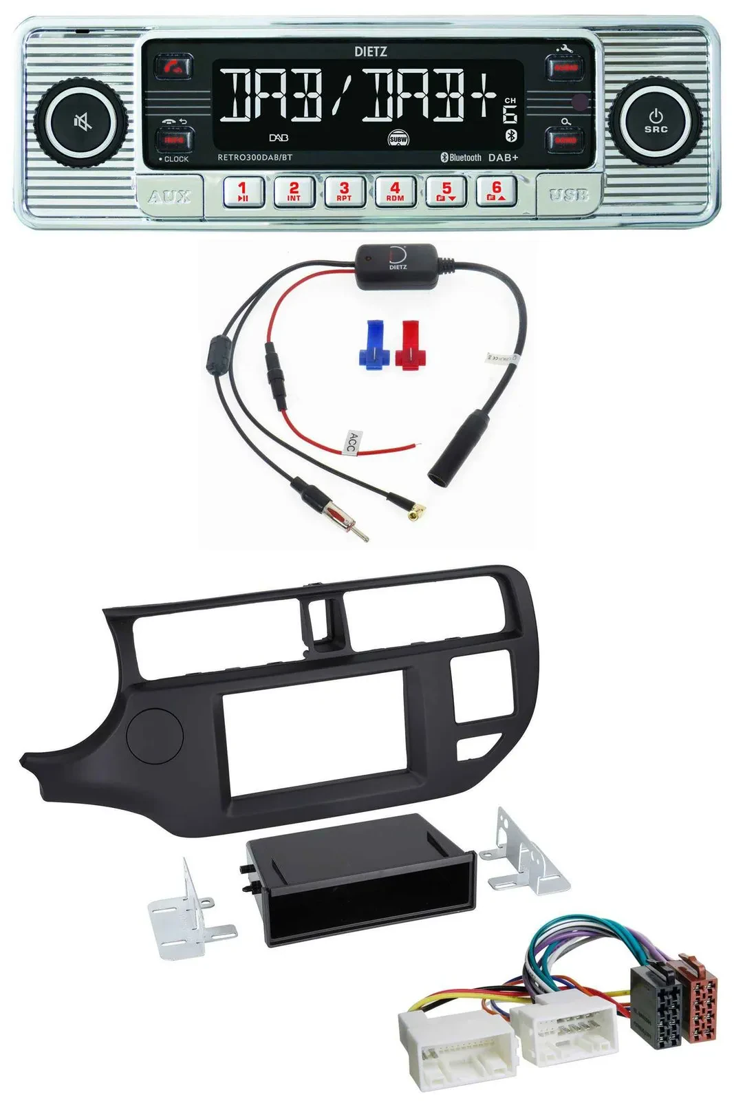 Dietz DAB USB MP3 Bluetooth Autoradio für Kia Rio (UB 2011-2014) schwarz