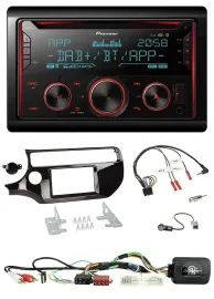 Автомагнитола Pioneer 2-DIN DAB Bluetooth USB CD для Kia Rio UB (с 2015), с поддержкой кнопок на руле, чёрный глянец