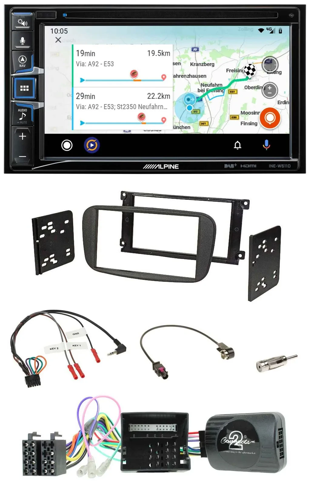 Alpine Bluetooth TMC USB DAB 2DIN Lenkrad Navigation für Ford S-Max Mondeo Can-B