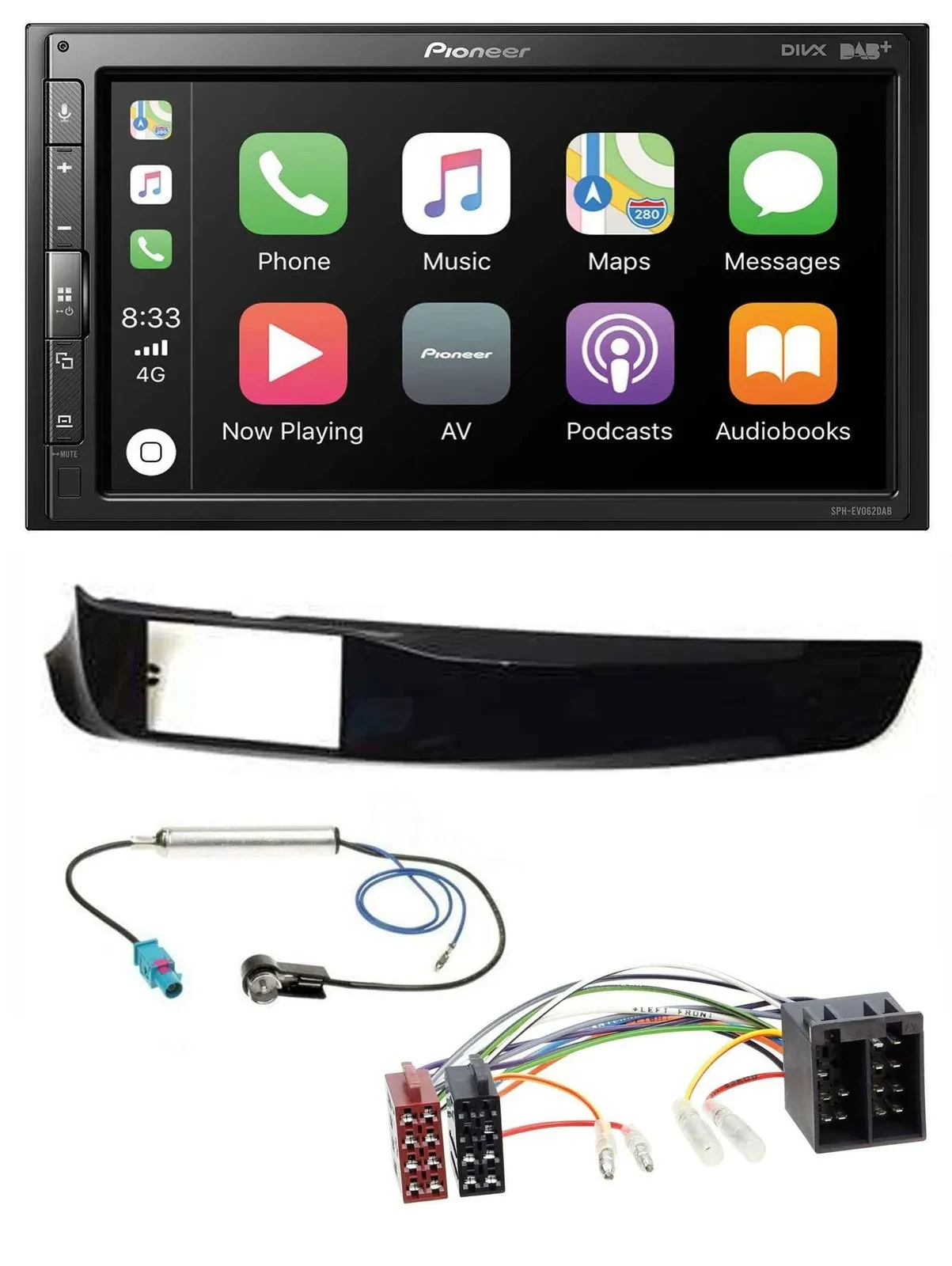 Pioneer USB MP3 DAB 2DIN Bluetooth Autoradio für Alfa Giulietta schwarz glänzend