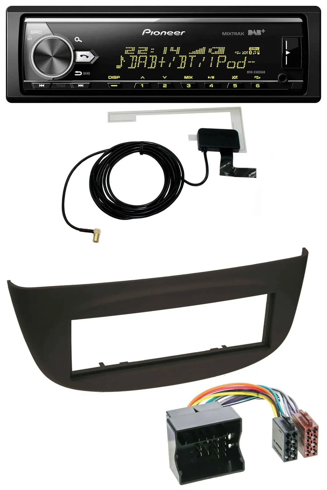 Автомагнитола для Renault Twingo (2007–2014) Pioneer Bluetooth, DAB, USB, MP3, черный