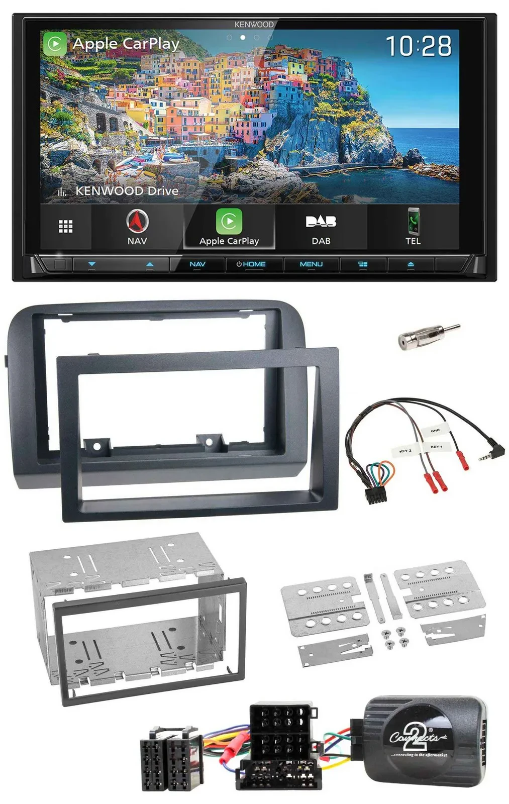 Автомагнитола для Fiat Croma 2005–2010 Kenwood 2-DIN, навигация, DAB, TMC, USB, Bluetooth
