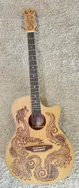 Luna HEN DRA SPR Henna Dragon Spruce &Mahogany Acoustic Electric Cutaway Guitar
